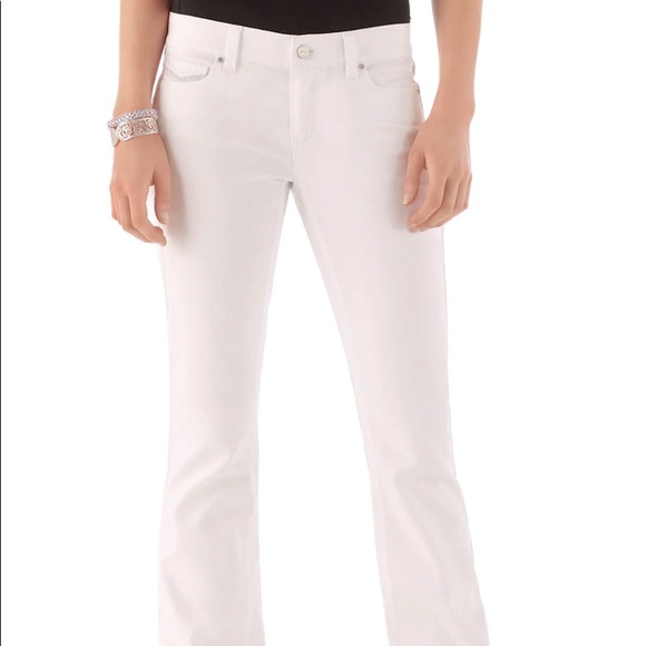 White House Black Market Denim - NOIR EMBELLISHED HAZE WHITE BOOTCUT JEAN